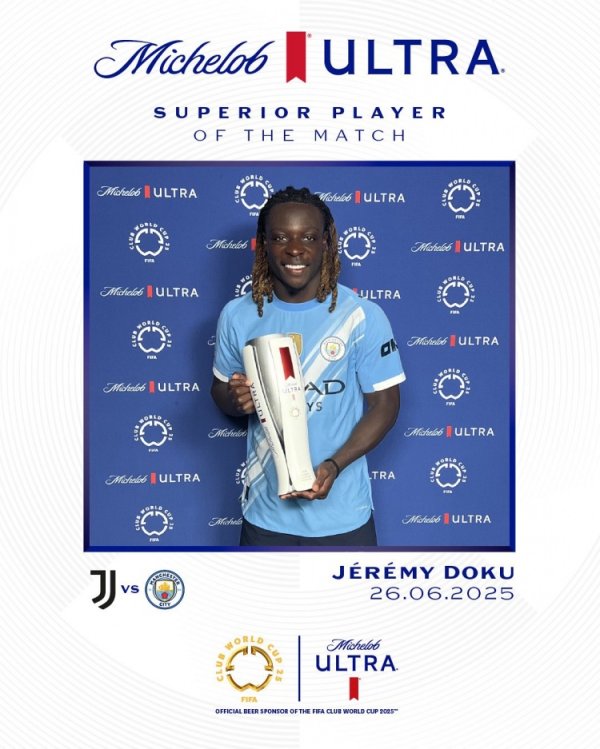 1 goal &7 was successful, Doku was elected as the best in Manchester City 5-2 Juventus in the game