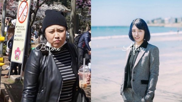 Little fat girl plays on switch fitness ring and loses 30 kilograms a year later and changes her body shape.