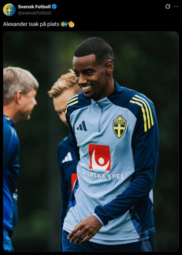 Swedish Football Association updates social media and posts training photos of Isaac national team