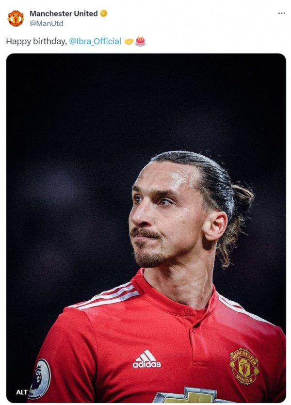 Manchester United wishes Ibrahimovic a happy 44th birthday, playing 53 games, 29 goals and 10 assists + 3 championships